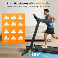 4.5 HP Adjustable Treadmill with Auto Incline, 12 HIIT Programs, 18 LED Touchscreen, Smart App Connectivity, Heart Rate Monitori