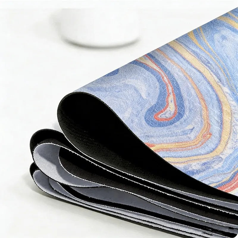Suede Printed Natural Rubber Yoga Mat | 1.5mm Ultra-Thin, Non-Slip & Foldable for Travel & Studio