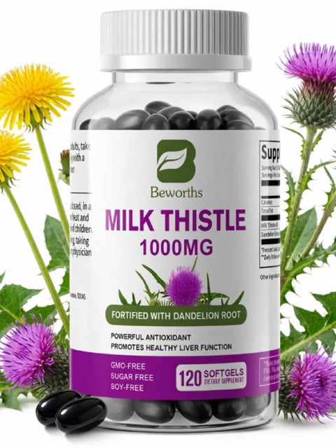 Milk Thistle Capsules – 1000mg with Dandelion Root for Liver Detox, Liver Health & Digestive Support