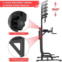 Multifunction Power Tower with Folding Bench & Pull Up Bar | 400 LBS | Home Gym