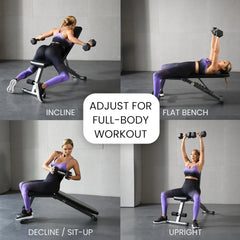 Adjustable Foldable Weight Bench – 5-in-1 Flat/Incline/Decline for Home Gym, 800 lb Capacity