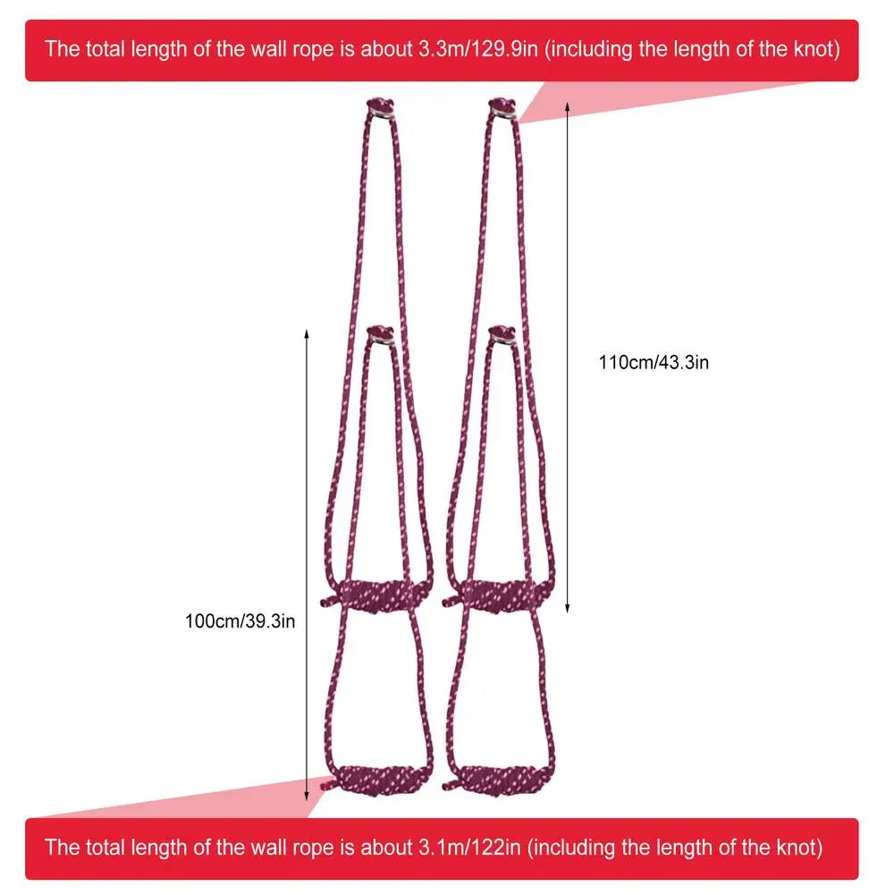 Cotton Yoga Inversion Rope – Wall-Mounted Stretch Strap for Splits, Pilates, Ballet & Backbends