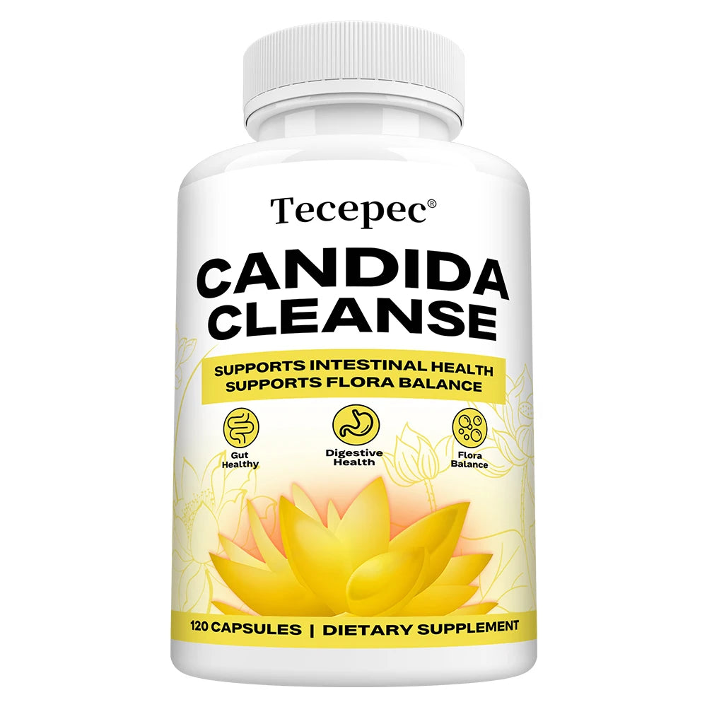Candida Cleanse Capsules – Oregano Leaf, Gut Flora Balance, Colon Detox & Bloating Relief, 30–120 Count