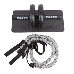 Double Wheel Ab Roller with Resistance Bands & Knee Pad – Core Strength Trainer for Home Gym