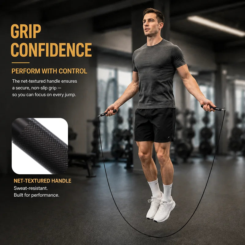Professional Jump Rope with Ball Bearings | Aluminum Alloy Handles & Adjustable Steel Cable