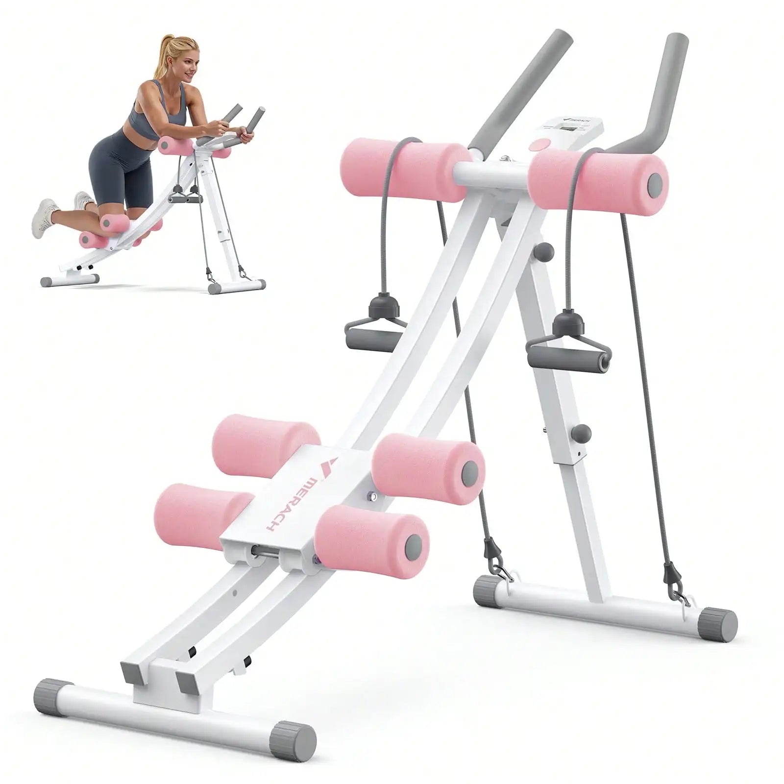 Foldable AB Trainer Machine – Adjustable Ergonomic Arc Track Ab Workout Equipment for Home Gym Full Body Exercise