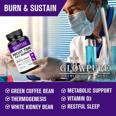 Natural Night Time Fat Burner – Weight Loss Pills for Metabolism, Appetite Suppression & Detox