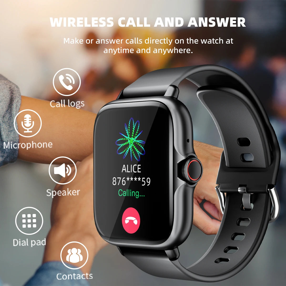 DESERTCAT 1.83" Smart Watch | Bluetooth Calling, Sleep Monitor, Pedometer & Alerts | iOS & Android