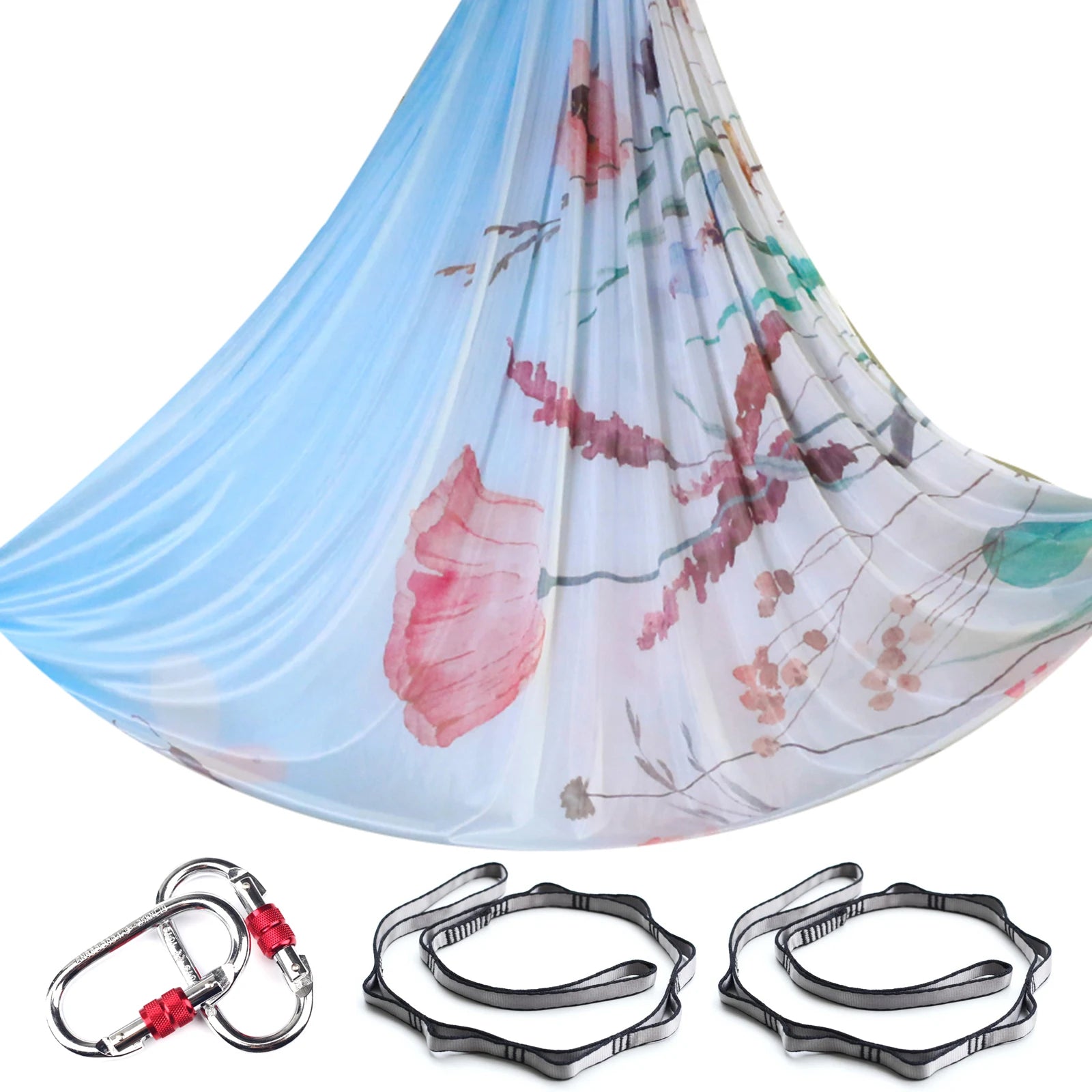 Aerial Yoga Hammock Silk Set – 4m x 2.8m, 1000kg Capacity, 40D Nylon with Carabiners & Daisy Chain, 28 Colors