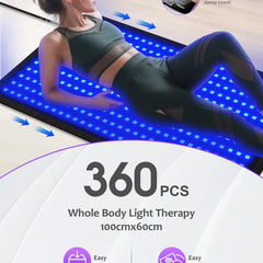 360-LED Dual Wavelength Tanning Lamp Mat | 460+490nm Blue Light Solarium Pad (100×60cm)