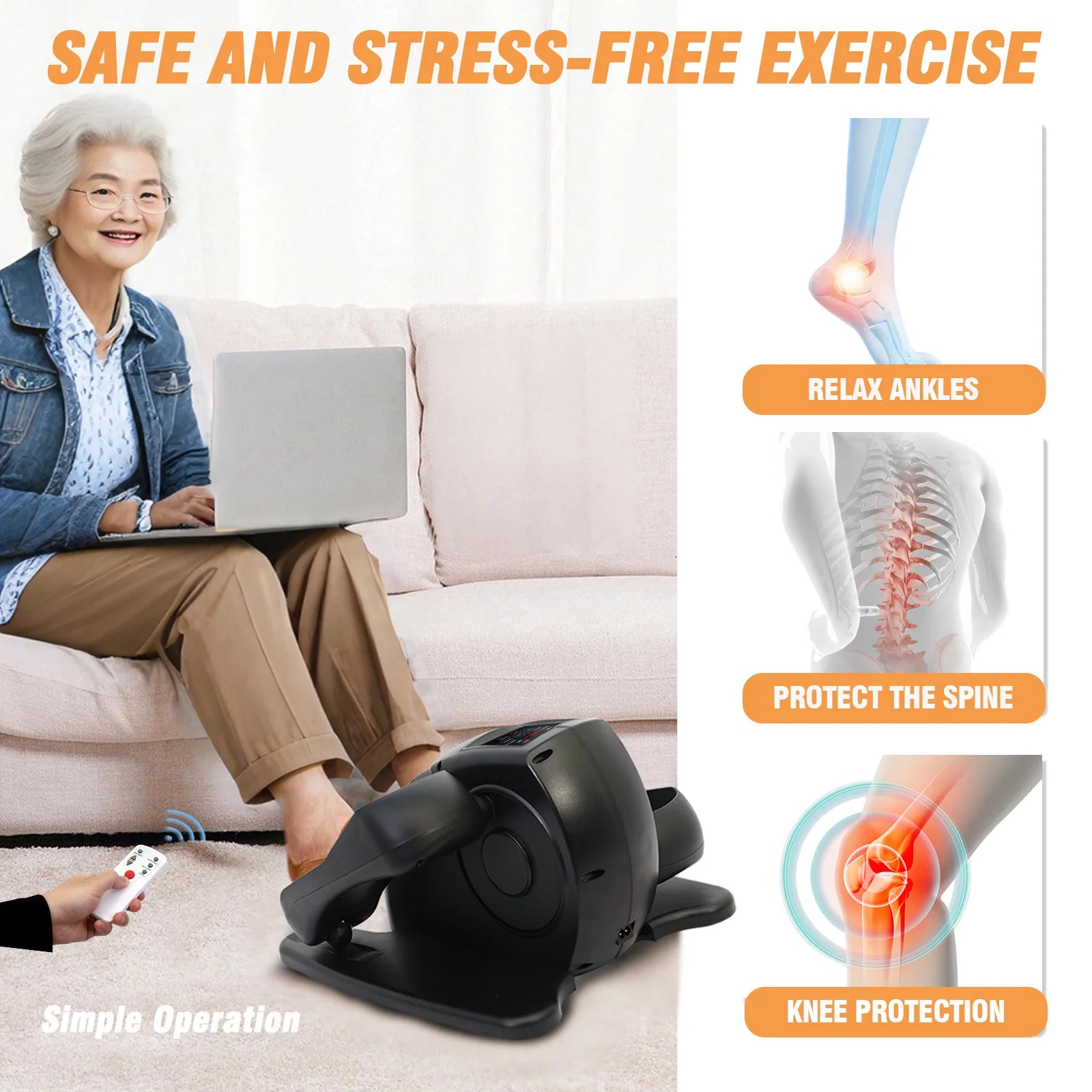 Under-Desk Elliptical Pedal Exerciser with Remote – Quiet Seated Leg Trainer | Cipher Athletics