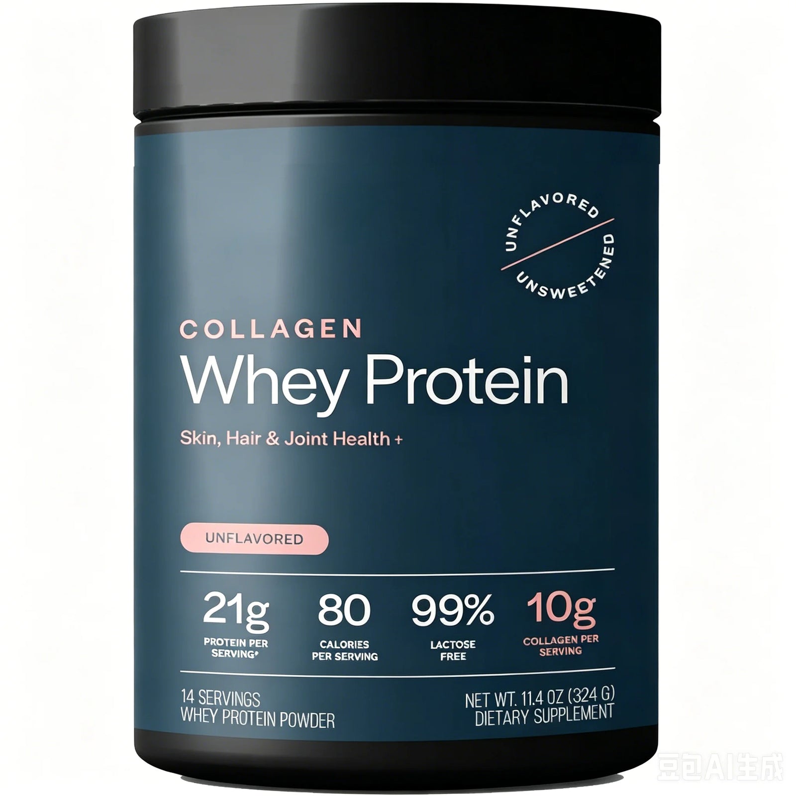 Grass-Fed Collagen Whey Protein Powder – 21g Protein, 10g Collagen, Unflavored for Skin, Hair & Joints