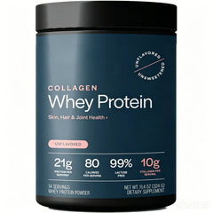 Grass-Fed Collagen Whey Protein Powder – 21g Protein, 10g Collagen, Unflavored for Skin, Hair & Joints