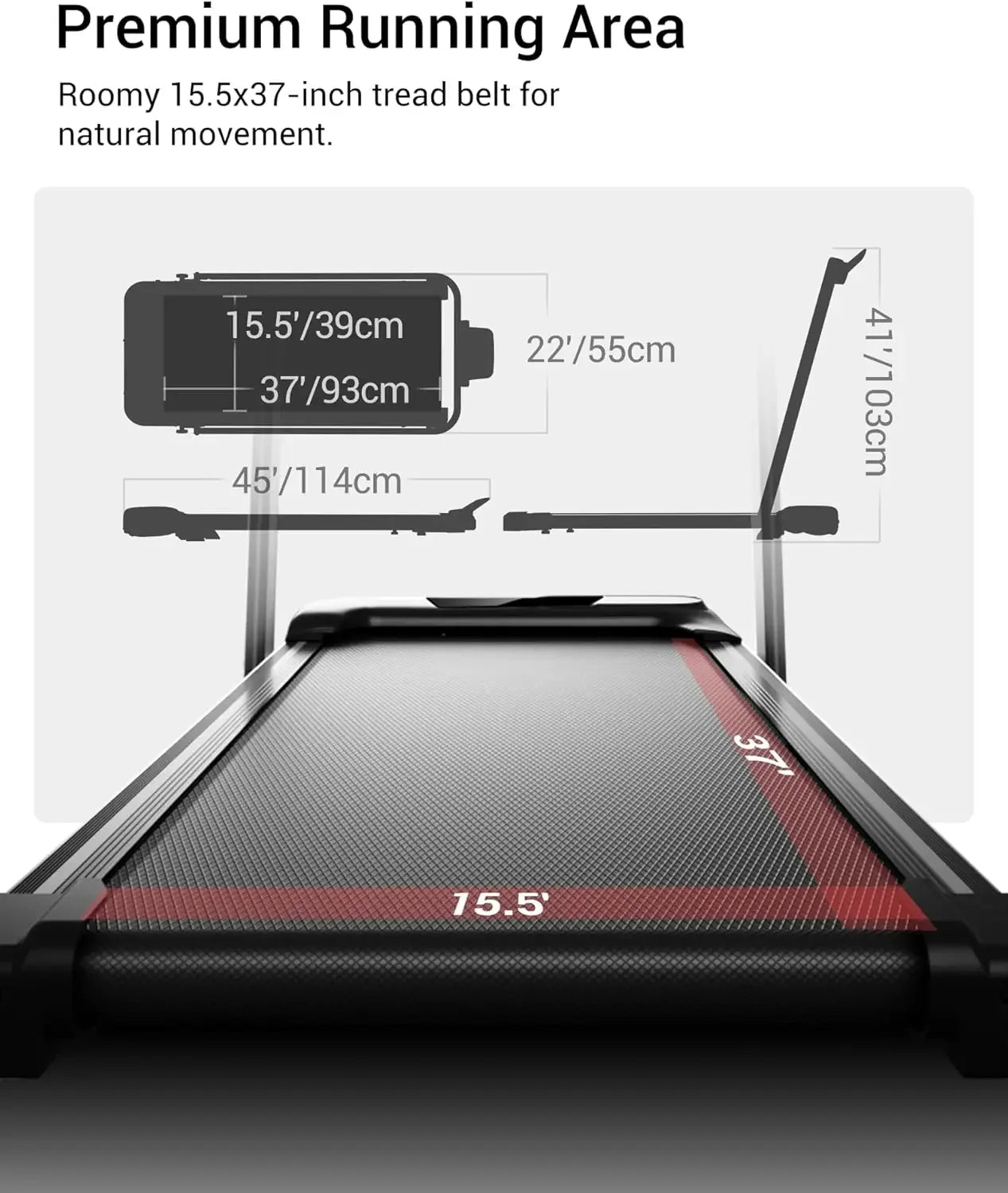 Foldable Walking Pad Treadmill with 15% Incline & 2.5HP Motor | 300 LBS Capacity