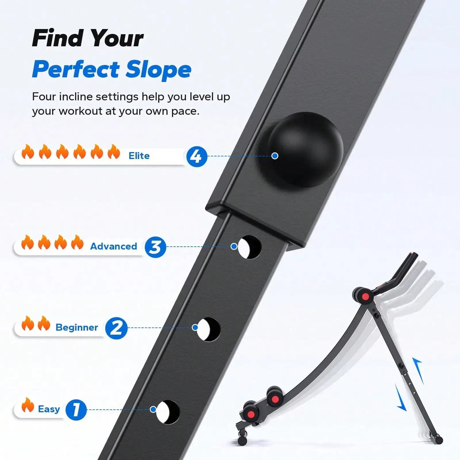 Foldable AB Trainer Machine – Adjustable Ergonomic Arc Track Ab Workout Equipment for Home Gym Full Body Exercise