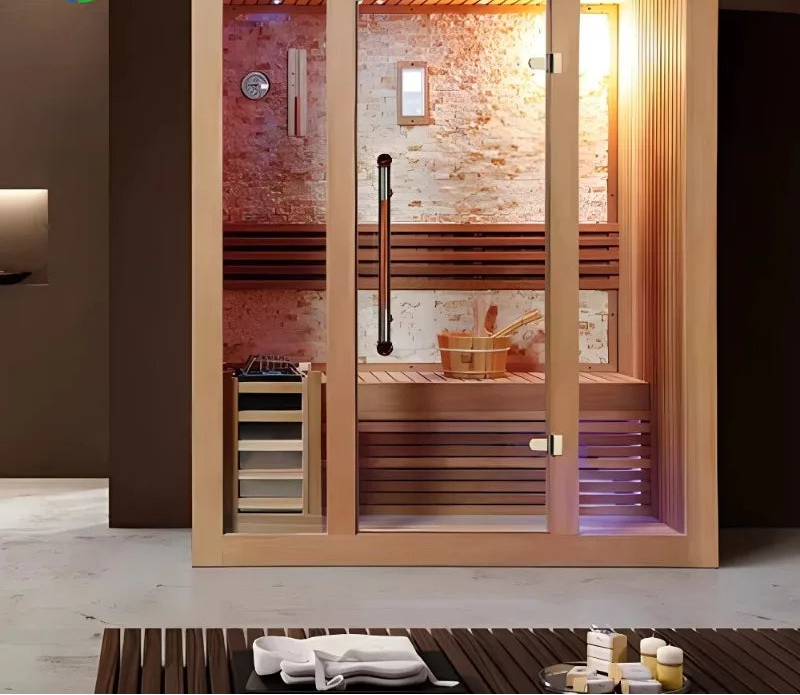 Traditional Indoor Steam Sauna Room | 2 Person | Solid Wood | Home & Villa