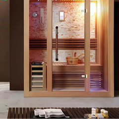 Traditional Indoor Steam Sauna Room | 2 Person | Solid Wood | Home & Villa