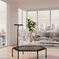 45-Inch Hexagonal Trampoline with Handrail – 330 lb Capacity Indoor Fitness Rebounder for Adults & Kids