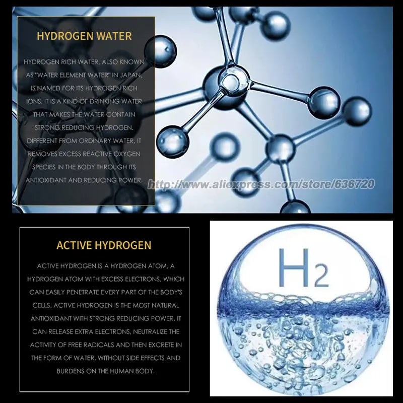 Up to 5000 PPB Hydrogen Water Bottle Generator IP67 waterproof design Performance  SPE+PEM Dual Chamber Technology