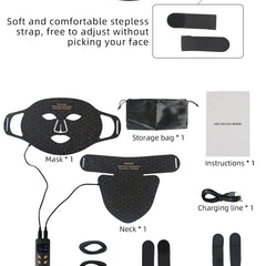 Led Red Light Therapy Facial Mask with Neck 4 Colors Silicone Infrared Red Light Therapy Face Mask for Skin Care Face Anti-aging