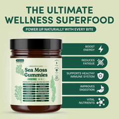 Sea Moss Gummies 16-in-1 – Ashwagandha, Black Seed Oil, Turmeric, Bladderwrack & Vitamin C D3 for Immune & Gut Health