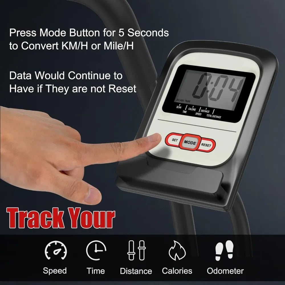Upright Stationary Bike with Air Resistance – Home Gym Cardio Exercise Bike with LCD & Phone Holder