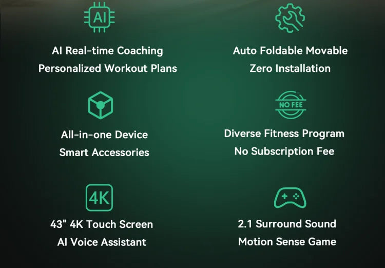 AEKE Integrated Wellness Design Statement 43" Smart Home Gym Fitness Mirror with Touch Screen Wi-Fi Connected Training