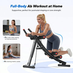 Foldable AB Trainer Machine – Adjustable Ergonomic Arc Track Ab Workout Equipment for Home Gym Full Body Exercise