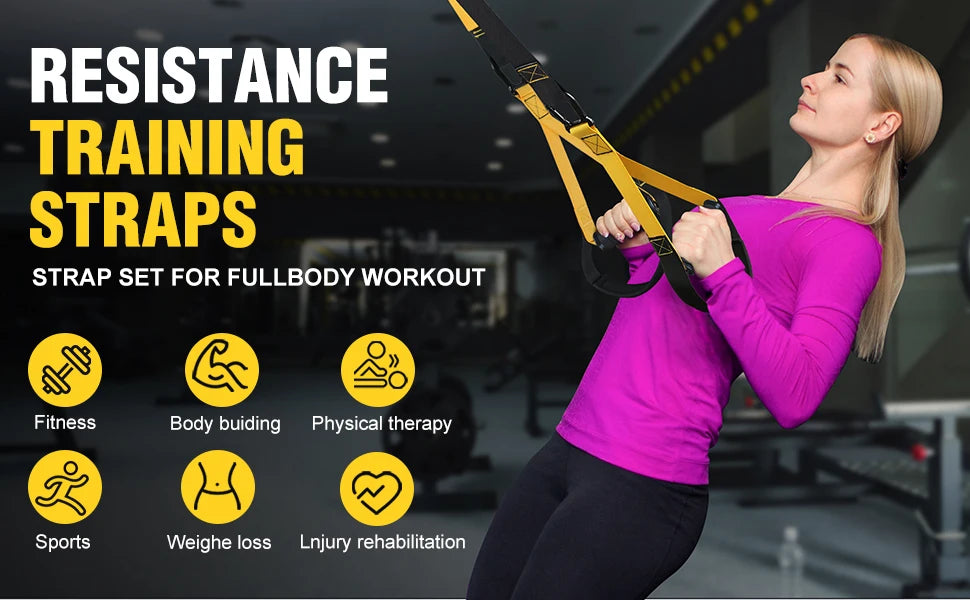 Resistance Bands Set with Handles – Door Anchor, Adjustable Straps & Carabiners for Home Gym Workout, Men & Women