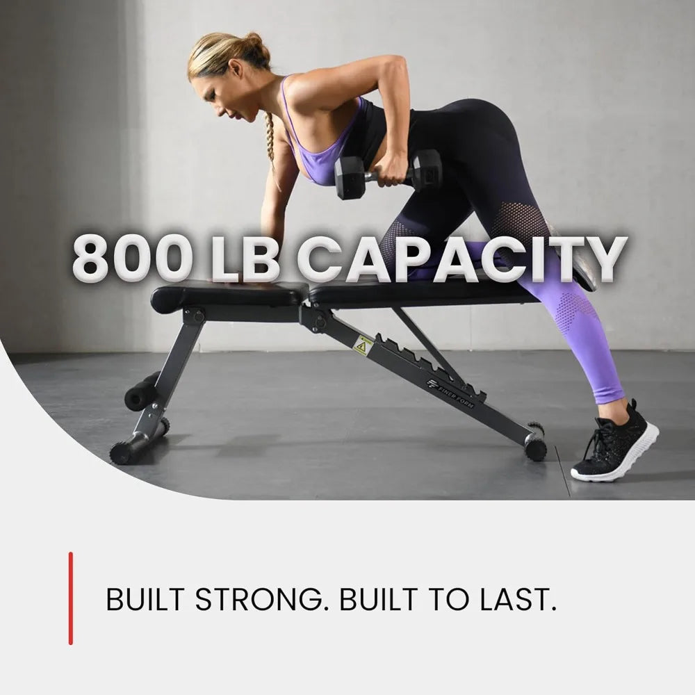 Adjustable Foldable Weight Bench – 5-in-1 Flat/Incline/Decline for Home Gym, 800 lb Capacity