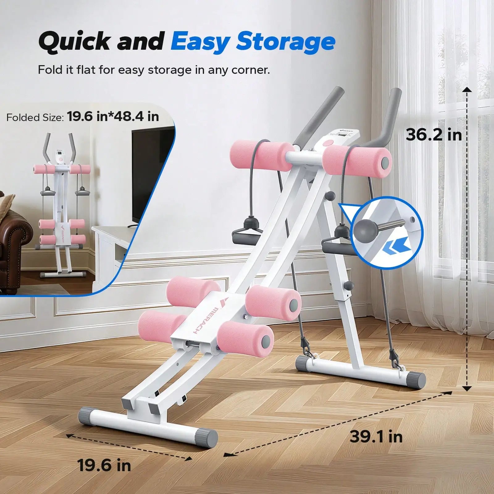 Foldable AB Trainer Machine – Adjustable Ergonomic Arc Track Ab Workout Equipment for Home Gym Full Body Exercise