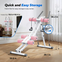 Foldable AB Trainer Machine – Adjustable Ergonomic Arc Track Ab Workout Equipment for Home Gym Full Body Exercise