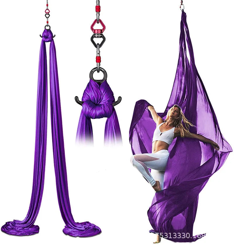 Aerial Yoga Silk Hammock – 8 Meter Satin Yoga Swing Set, 2.8m Wide, Anti-Gravity Inversion Tool, 15 Colors