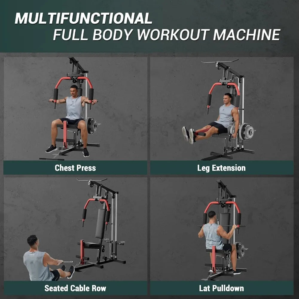 Multi-Function Home Gym Machine – Lat Pulldown, Chest Press, Seated Row, Leg Extension & Butterfly, 300 lb Capacity