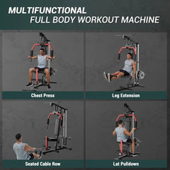 Multi-Function Home Gym Machine – Lat Pulldown, Chest Press, Seated Row, Leg Extension & Butterfly, 300 lb Capacity