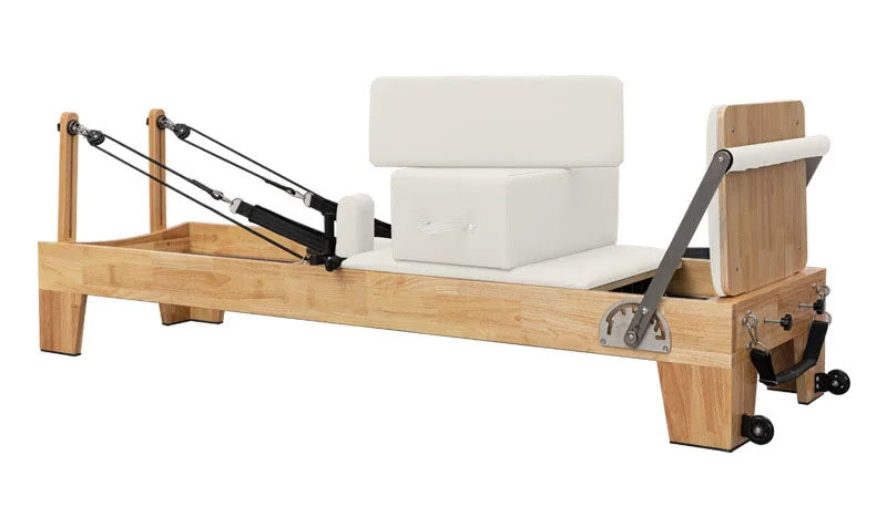 Foldable Pilates Reformer – Oak Wood & PU Leather, 228cm, SGS/CE/ISO Certified, Home & Studio Core Bed