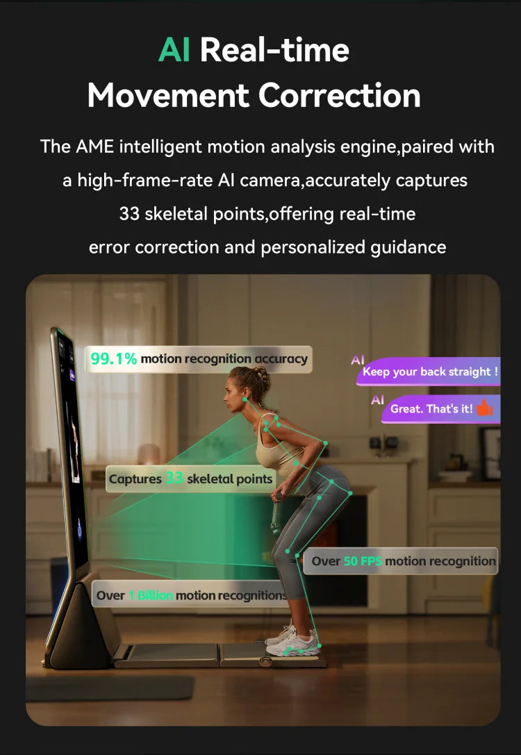 AEKE Integrated Wellness Design Statement 43" Smart Home Gym Fitness Mirror with Touch Screen Wi-Fi Connected Training
