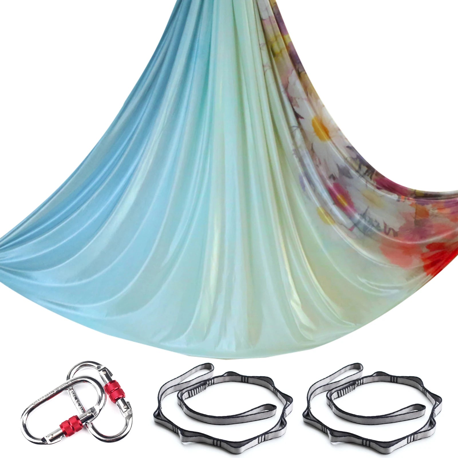 Aerial Yoga Hammock Silk Set – 4m x 2.8m, 1000kg Capacity, 40D Nylon with Carabiners & Daisy Chain, 28 Colors