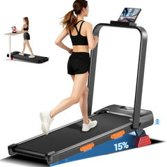 Foldable Walking Pad Treadmill with 15% Incline & 2.5HP Motor | 300 LBS Capacity