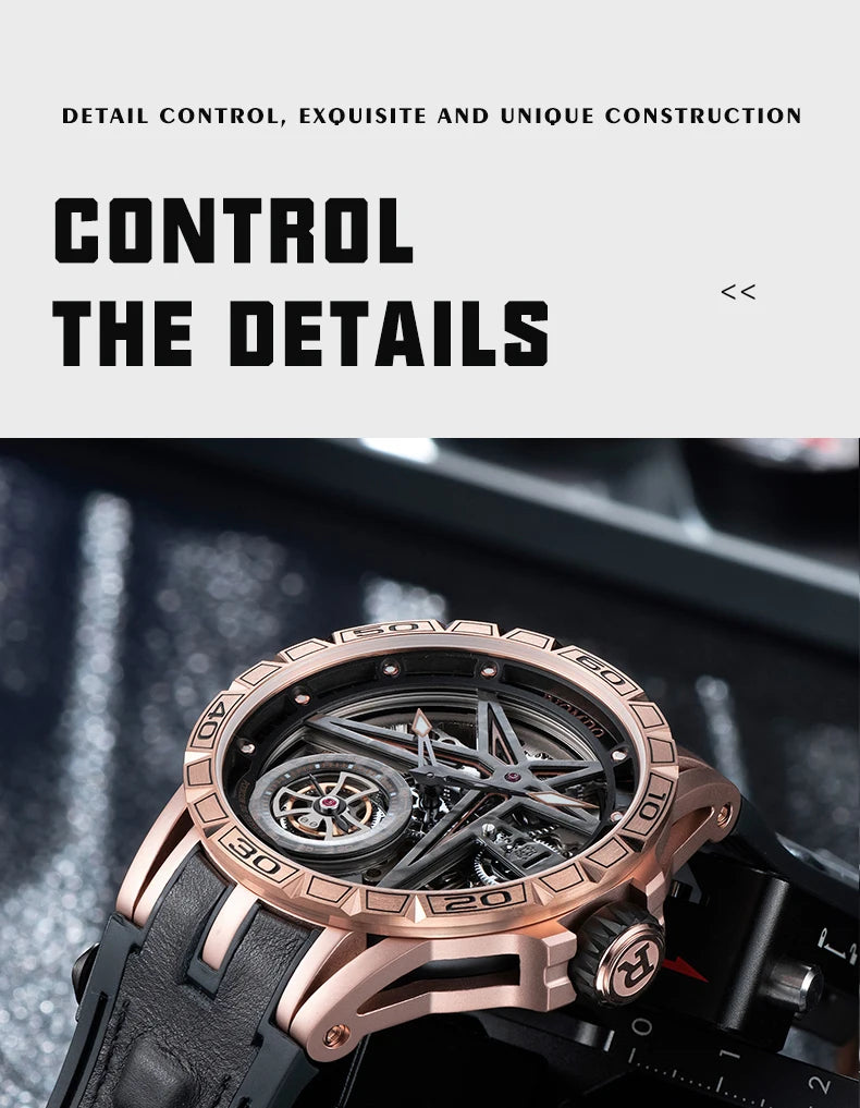 Automatic Watch Luminous Waterproof Silicone Strap Military Watches for Men RD-701
