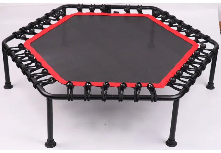 45-Inch Hexagonal Trampoline with Handrail – 330 lb Capacity Indoor Fitness Rebounder for Adults & Kids
