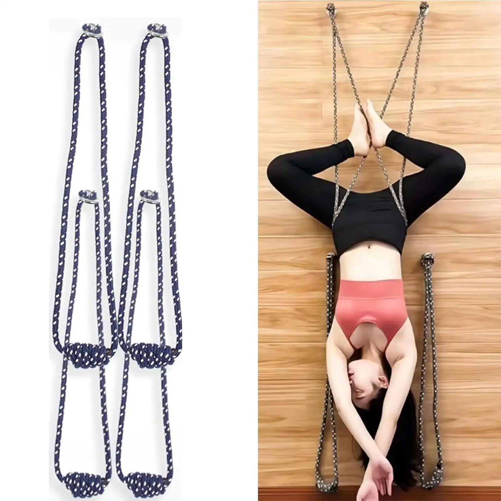 Cotton Yoga Inversion Rope – Wall-Mounted Stretch Strap for Splits, Pilates, Ballet & Backbends
