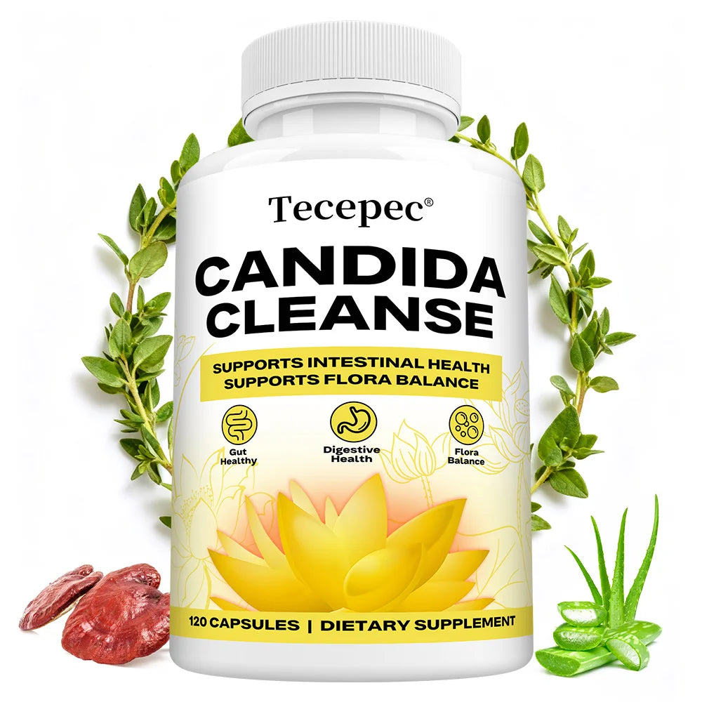 Candida Cleanse Capsules – Oregano Leaf, Gut Flora Balance, Colon Detox & Bloating Relief, 30–120 Count
