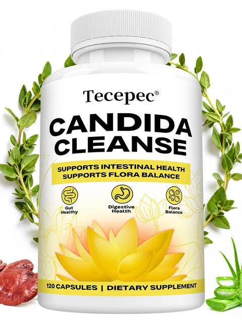 Candida Cleanse Capsules – Oregano Leaf, Gut Flora Balance, Colon Detox & Bloating Relief, 30–120 Count