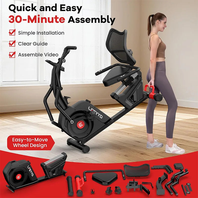 Recumbent Exercise Bike with Arm Exerciser – 16-Level Magnetic Resistance | Cipher Athletics