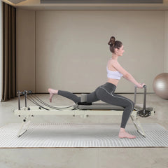 Foldable Pilates Reformer Machine – 264 lb Capacity, 2 Spring Tensions, 4 Foot Bar Positions, Home & Studio Use