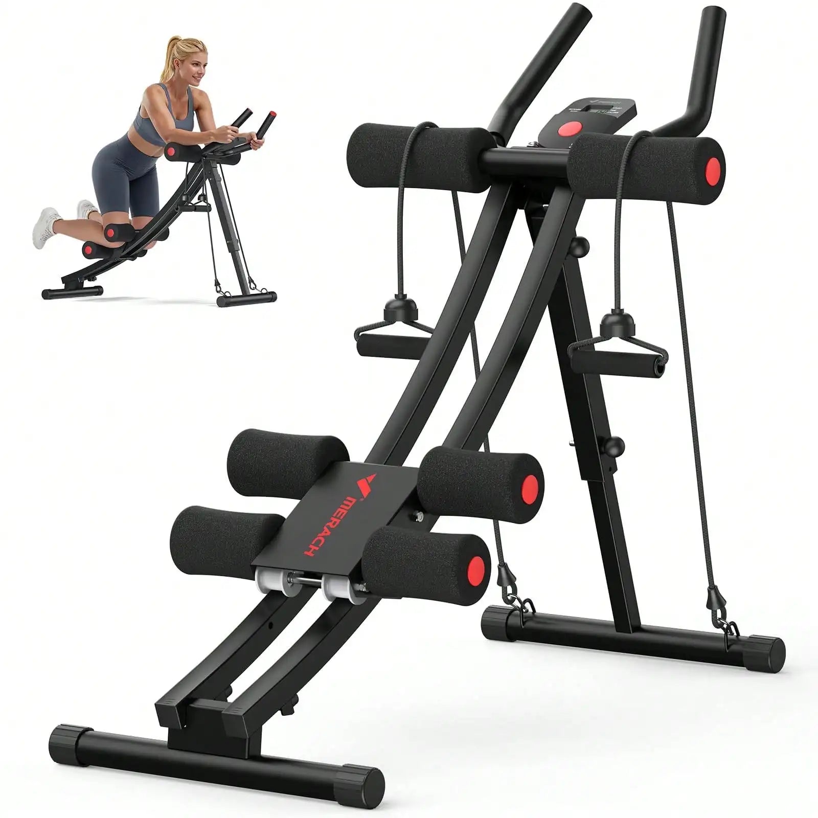Foldable AB Trainer Machine – Adjustable Ergonomic Arc Track Ab Workout Equipment for Home Gym Full Body Exercise