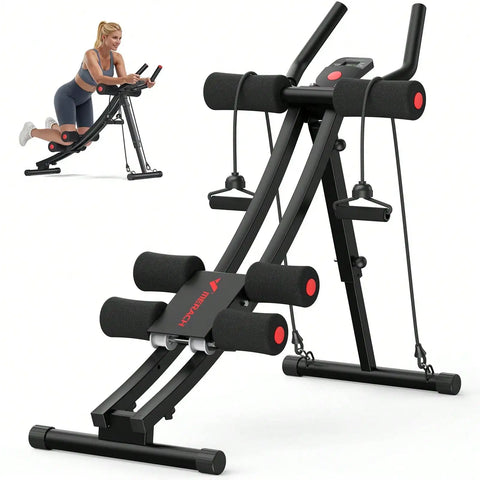 Foldable AB Trainer Machine – Adjustable Ergonomic Arc Track Ab Workout Equipment for Home Gym Full Body Exercise