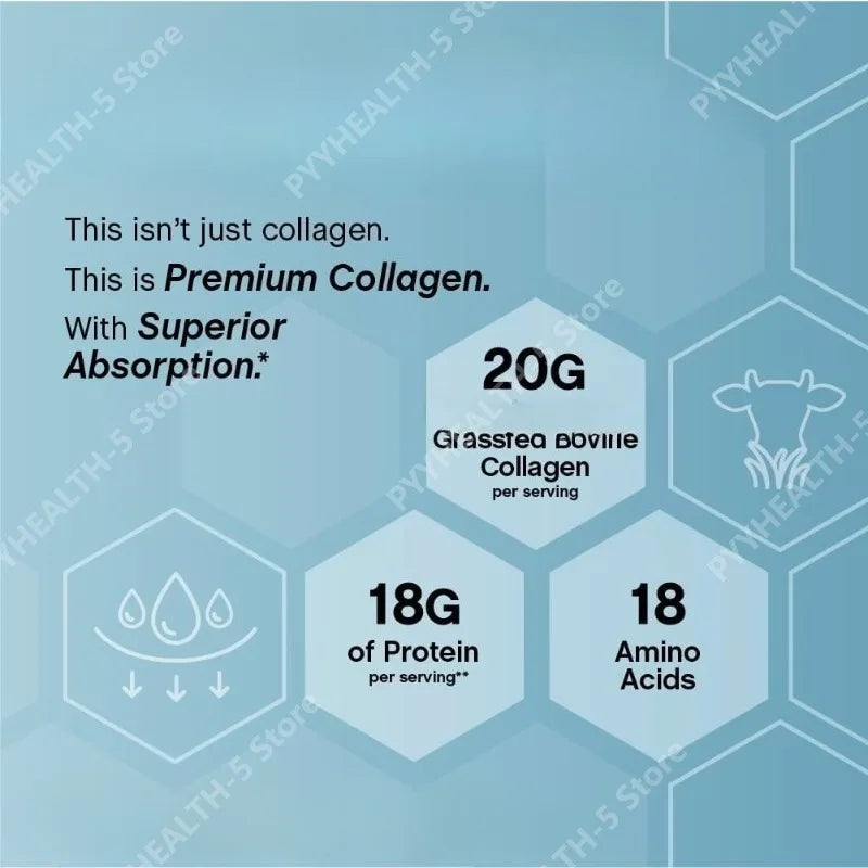Collagen Powder – Grass-Fed, 18 Essential Amino Acids for Hair, Skin & Nails, Superior Absorption
