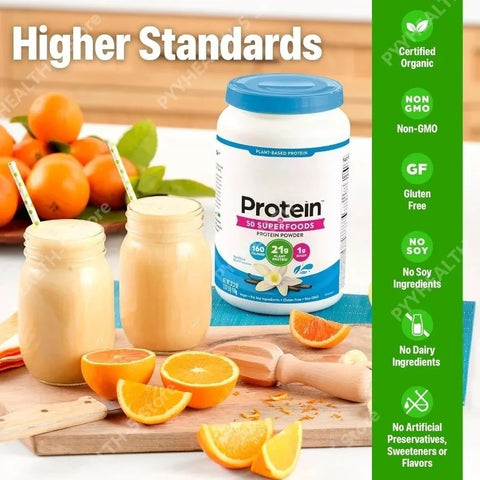Organic Vegan Protein Powder – 21g Plant-Based Protein, 50 Superfoods & 8g Prebiotic Fiber, 2.02 lb